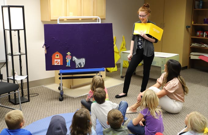 UMW student teaching at a Rural Friday event. 