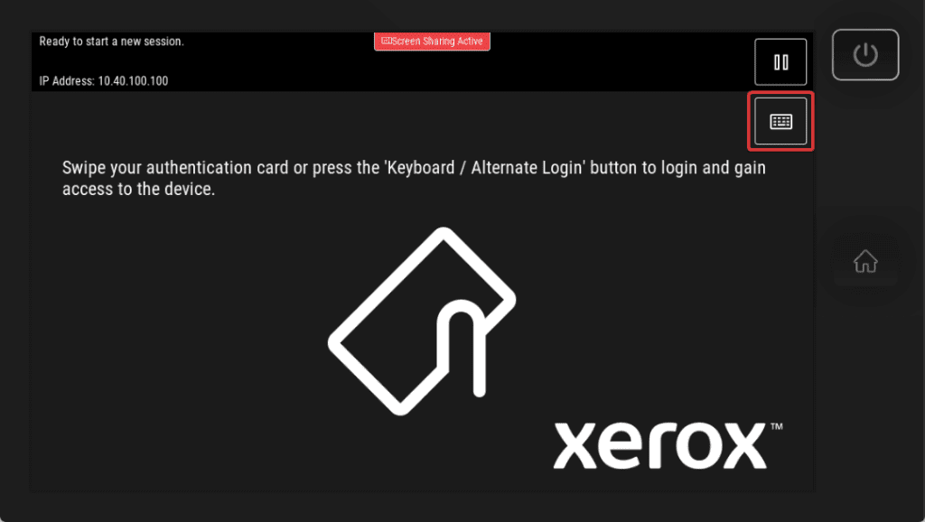 Screenshot of Xerox printer controls.